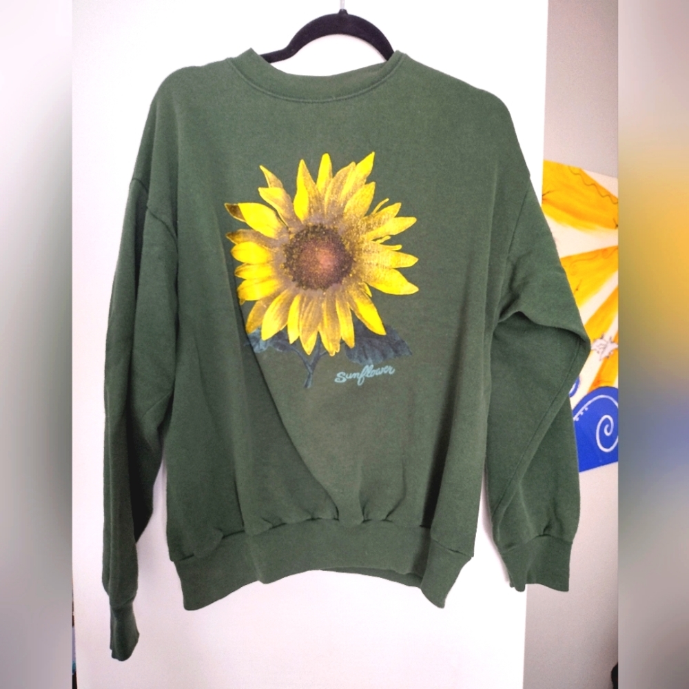 Vintage 90s sunflower Tultex Sweatshirt Maximum Sweats USA Made size Large